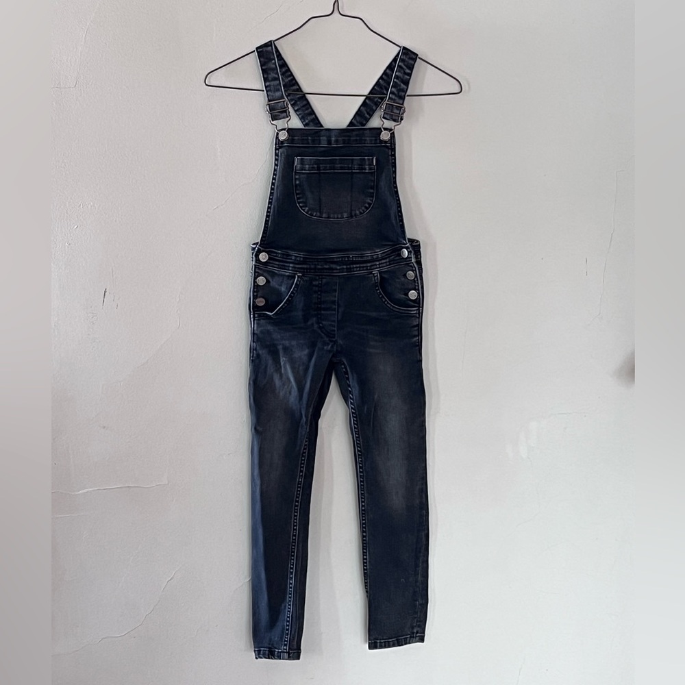 Mini Boden black denim overalls size 7-8